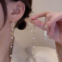 New Korean Pink Crystal Butterfly Drop Earrings For Women Love Heart Shape Long Tassel Dangle Earring Wedding Party Zircon Gift