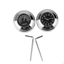 Universal Waterproof 7/8 -1  Handlebar Clock Temp For Black
