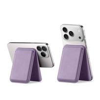Apple iPhone 12-17 PU Leather Magnetic MagSafe Card Holder & Foldable Stand taro purpurinė spalva