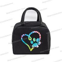Colour Heart Cat Dog Paw Print Portable Lunch Bag Women Men Kids Food Thermal Box Multi-function Office Bento Insulated Handbag