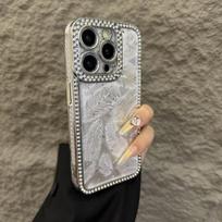 Luxurious Diamond Feather Pattern Protective Case for Apple 17Pro/17ProMax iPhone 12