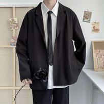 IELGY Solid Color Hong Kong Style Casual Suit Jacket Men Loose Korean Style S juoda