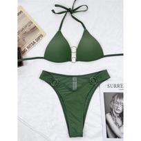 mados Seksualus Bikini su petnešėlėmis, pakeliančiu krūtinę maudymosi kostiumėlis moterims, moteriškas maudymosi kostiumėlis, dviejų dalių bikini komplektas su liemenėle, maudymosi kostiumėlis maudymuisi, maudymosi kostiumėlis moteriai S žalia