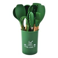 12 vnt. Silikoninių indų rinkinys Nelipnus virtuvės reikmenys medinė rankena Mentele Kastuvas Kiaušinių plakikliai Virtuvės reikmenys Virtuvės priedai silicone kitchenware set