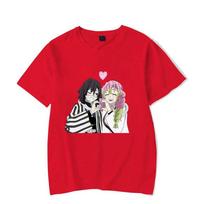 New Anime Kanroji Mitsuri /Iguro Obanai Print T-Shirt Men Women Fashion Short Sleeve Couple Casual Summer Tops Tees S