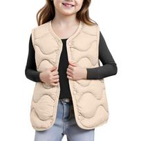 Kids' Winter Vest - Cotton Padded Sleeveless Jacket 100 smėlis