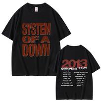 Limited Rock Band System of A Down European Tour 2013 Print Tshirt Male Fashion Tshirt Men Vintage Alternative Metal Tees L
