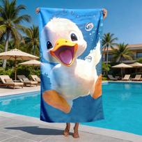 Soft and cute cartoon duck pattern polyester microfiber beach towel is highly absorbent, suitable for swimming and beach outings W40*H60(CM)