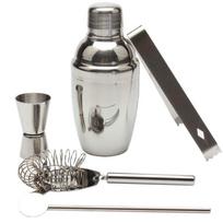 Luxurious Stainless Steel Cocktail Shaker Set With Wine Filter And Ice Tongs 550ml