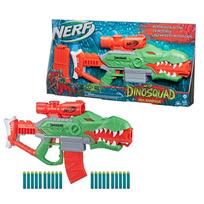Hasbro Nerf Dino Squad Rex Rampage Electric Blaster with 20 Nerf Elite Official Storage and Storage Tyrannosaurus Rex Authentic Darts, 10-Dart Clip,