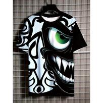 Men's 3D Ghost Face Printed Shirt - Casual and comfortable summer crew neck top, breathable polyester fabric S