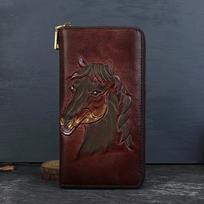 Genuine Leather Top Layer Cowhide Wallet, Retro Color Wiping, Multi Card Slot, Large Capacity Animal Embossed Handbag ruda