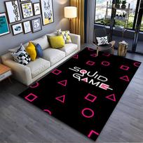 Black Squid Game Carpet with Pink Shapes for Living Room Décor  Suitable for use as an anti-slip for living room bedroom sofas 40x60cm( 15x23in )