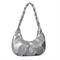 Square Dumplings Shoulder Bag Solid Color Fashion Handbag Mini PU Pleated Shoulder Bag  Gift sidabras