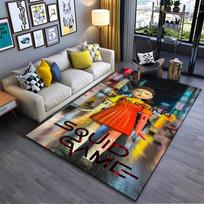 Squid Game Themed Carpet with Doll and Colorful City Background  Suitable for use as an anti-slip for living room bedroom sofas 40x60cm( 15x23in )