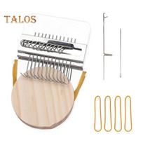 Mini Loom Machine with 10/12/14/21/28/42 Needles Portable Small Manual Darning Loom Wooden DIY Jeans Socks Clothes Mending Weaving Loom Toy C