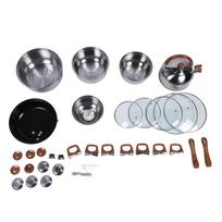 Stainless Steel Cookware Set Multifunctional Wooden Grain Kitchen Cookware Pots Pans Set with L