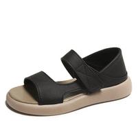 Summer New Women Thick Sole Sport Sandals Lady Flats Comfortable Casual Soft Sole Leather Student Shoes Large Size 35-42 35 juoda