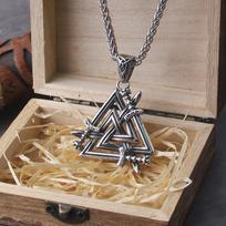 Nerūdijančio plieno kardas Valknut karoliai Vikingų papuošalas vyrams Supakuota medinėje dovanų dėžutėje with box&70cm