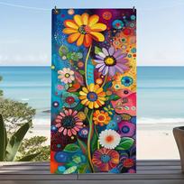 Vintage Style Daisy Pattern Microfiber Beach Towel, 100% Polyester Quick-Dry for Beach Pool W30*H60(CM)
