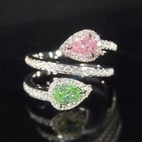Huitan Pink/Green Waterdrop Cubic Zirconia Cross Rings for Women Colorful CZ Temperament Sweet Engagement Wedding Trendy Zircon 6