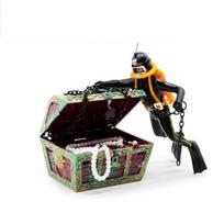 Creative Treasure Box Frogman Diver Air Pump Connecting Aquarium Decoration Pneumatic Ornament Fish Tank Decor juoda