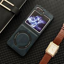 For Samsung Galaxy Z Flip 5 Magnetic Foldable Cover With Support Stand Tpu Pc For Stylish Protective Case mėlyna