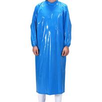 Waterproof Apron with Long Sleeves Food-Grade TPU Protective Smock Oil Resistant Workwear for Food Processing Cold Storage Seafood Work mėlyna