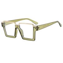 Trendy Oversized Blue Light Blocking Glasses Unisex Light Luxury Metal Trim Face Slimming Design 28130 žalia