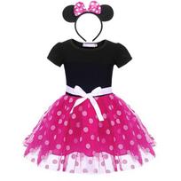 Minnie Mouse Bow Headband & Bottle Set, 110 cm, for Kids 3-4 Years, Black/Pink, Halloween Carnival Christmas Easter Child's Day Valentine's Day 140 CM juoda/raudona