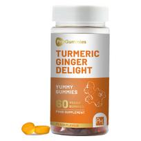 Ciberžolės ir imbiero guminukai | 60 Vegan Pro Gummies | Natūralus persikų skonis | Burną tirpstantys guminukai bendrai sveikatai ir gerovei, pagaminti iš Prowise