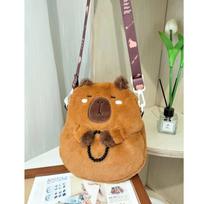 Madinga, didelės talpos pliušinis „Capybara“ krepšys, mielas laisvalaikio rankinė „Capybara“ Animacinių filmų studentų mokyklinis krepšys „Crossbody“ krepšys