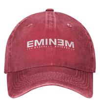 Vintage Rapper Rap God Eminem Baseball Caps Men Women Distressed Washed Headwear Outdoor Workouts Adjustable Fit Caps Hat One Size raudona