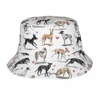 Šunų (Greyhounds) rašto kibiro formos kepurės Lurcher Whippet Sighthound Dog Vasaros Paplūdimio Apsauga nuo Saulės Lurcher Whippet Sighthound Dog Žvejo Unisex Kepurė One Size