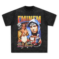 Men's T-shirt Women's Retro Hip Hop Eminem Printed Short Sleeve T-shirt Water Washed Retro Fashion High-end Luxury hot product S