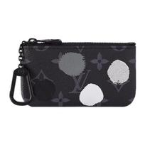 Louis Vuitton X Yayoi Kusama Collaboration Pouch Key Holder Monogram Coated Canvas Men Accessories Black M81929 Gift Set(Basic Set+Box+Shopping Bag)
