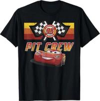 Disney Pixar Cars McQueen Pit Crew Red Distressed T-Shirt L