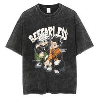 Hunter x Hunter Gon & Killua  BEFEARLESS  Senovinio plovimo didelio dydžio marškinėliai | Unisex gatvės stiliaus anime marškinėliai L