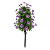 Artificial Flower with Ground Spike Outdoor Faux Wildflower Bushes UV Resistant Fake Topiary Bouquet for Home Garden Yard Patio tamsiai violetine spalva