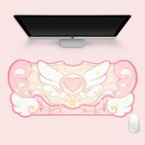Pink SAKURA HEART Mouse Pad Non Slip Dark Star Wings Mouse Mats XXL Extra Large Kawaii Gaming Desk Mat Laptop Desk Accessories