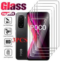 3Pcs Tempered Glass For POCO X7 X6 X5 Pro X4 X3 GT Screen Protector on Xiaomi POCO M7 Plus M5 M4 M3 M6 Pro 4G 5G Glass POCO X3 balta