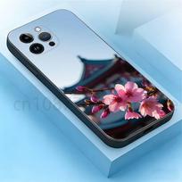Cherry blossoms Phone Case For iPhone 17,16,15,14,13,12,11,XR,Pro,Max,Plus,mini, Silicone Black Cover iPhone17promax
