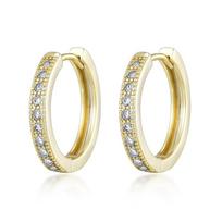 Classic Round Hoop Earrings For Women AAAA Zirconia Gold Color Elegant Wedding Huggie Ear Buckle Fashion Daily Zircon Earrings