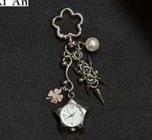 Hollow Heart Pocket Watch Chain keychain Design Steampunk Clock Vintage Necklace Pendant Jewelry Watch Men Women Gift žvaigždė