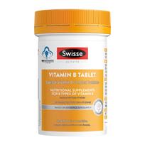 Swisse Complex B Vitamins Tablets with Folic Acid, Niacinamide, Pantothenic Acid & Biotin for Overtime or Late Nights