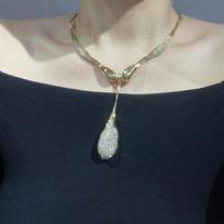 Fashion Metal Irregular Lava Texture Sparkling Rhinestone Waterdrop Pendant Choker Necklace Ladies Light Luxury Premium Jewelry auksas