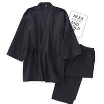 Men's Cotton Kimono Robes Pajamas Clothes Thin Spring and Summer Home Clothes Loose Casual Men Robe Sets S juoda