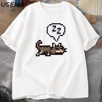 Stardew Valley Sleeping Cat Sploot Graphic T Shirts Men Casual Funny Short Sleeves T-shirt Unisex Cotton Tees Men's Clothing S balta