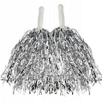 Srebrne Pompony Pompon Cheerleaderki Czirliderki 2 Szt