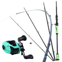 „Baitcasting“ meškerės ritės kombainai su 4 sekcijų „baitcaster“ meškerės 12+1BB meškerės ritės žvejybos rinkinys Rod2.1m&Left hand